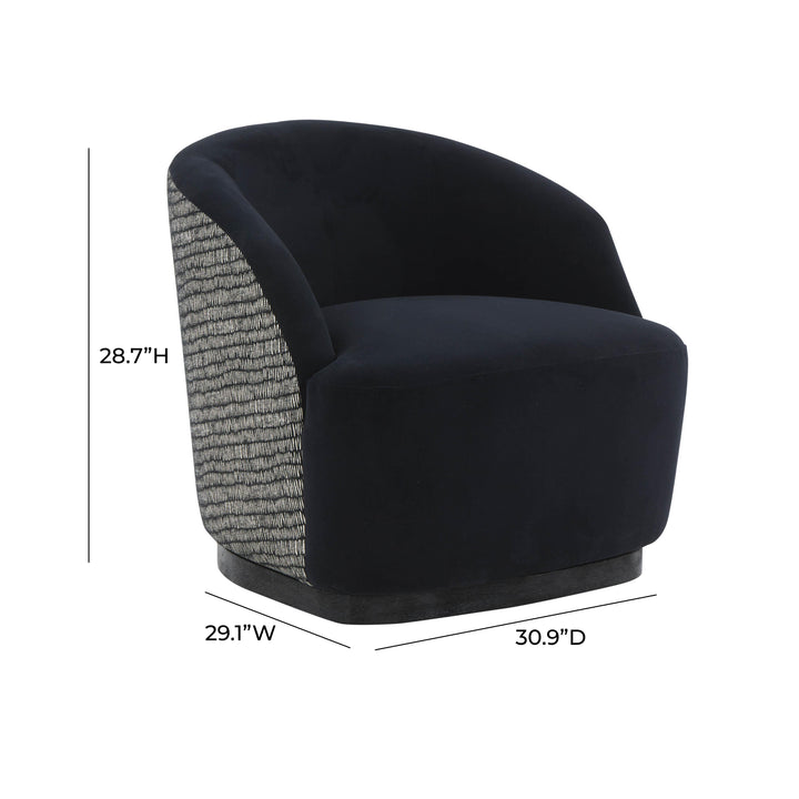 Reese Black Velvet Swivel Chair