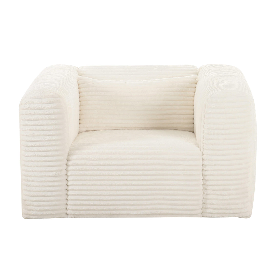 Tarra Fluffy Oversized Cream Corduroy Armchair